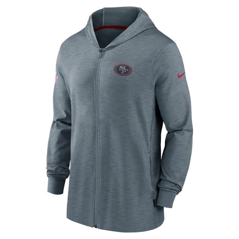 Shop Nike Heather Gray San Francisco 49ers Sideline Team Pop Full-zip Hoodie Jacket