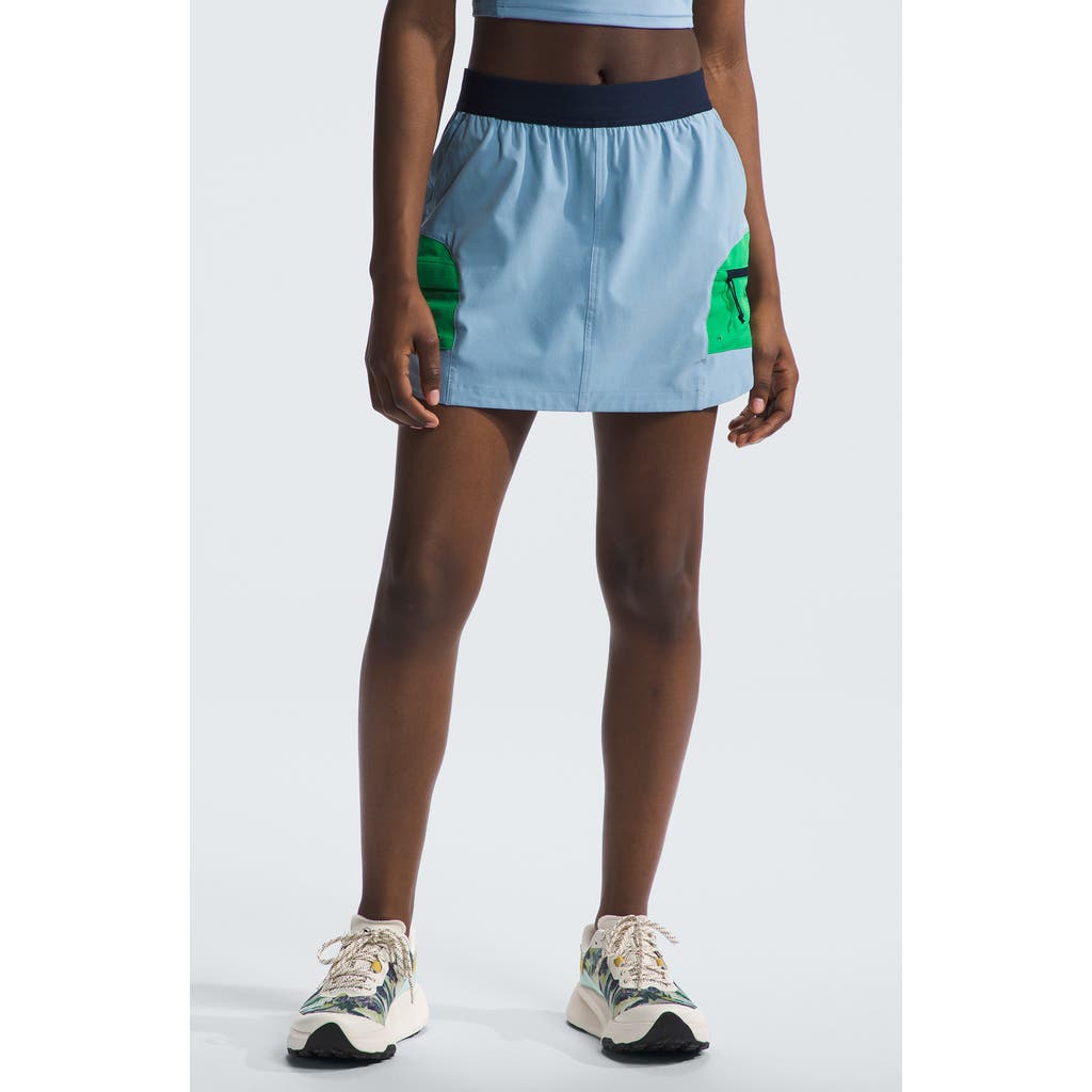 The North Face Trailwear Okt Long Haul Skort In Steel Blue/optic Emerald