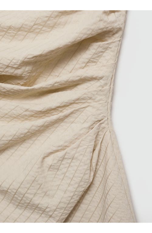 MANGO MANGO STRIPE DRAPE STRAPLESS MINIDRESS 