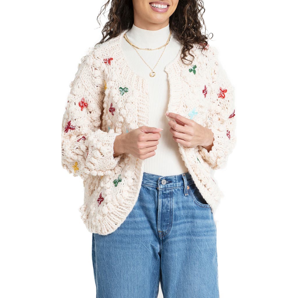 Saachi Aria Popcorn Knit Cardigan In Ivory