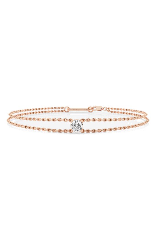 Badgley Mischka 14k Pink Gold Chain Link Brilliant Cut Diamond Bracelet