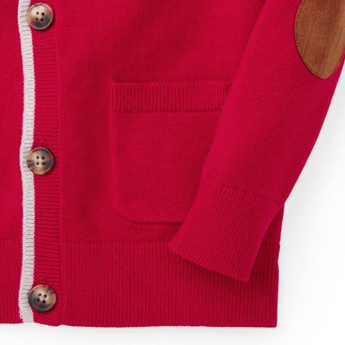 Shop Hope & Henry Baby Boys' Organic Tipped Cardigan With Elbow Patches, Infant In Red