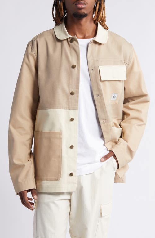 Cat Wwr Mixed Media Chore Jacket In Neutral