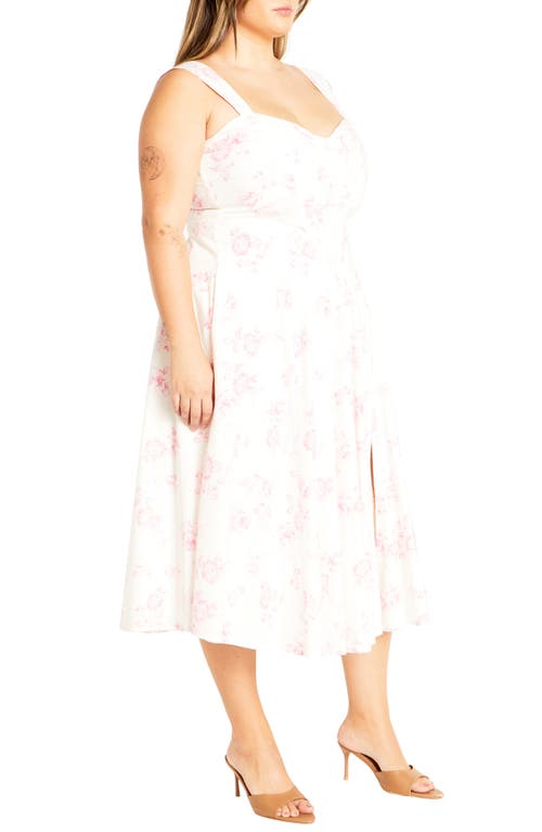City Chic Marylou Print Sleeveless Midi Dress In Etched Rose