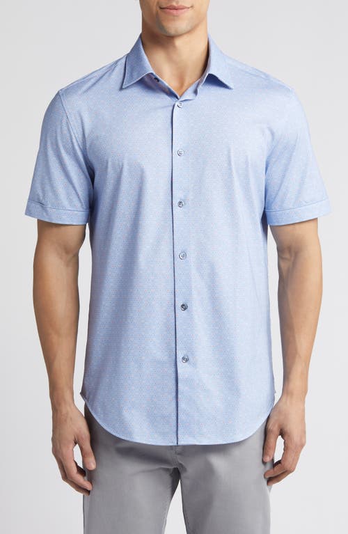 Bugatchi Miles OoohCotton Short Sleeve Button-Up Shirt Air Blue at Nordstrom,