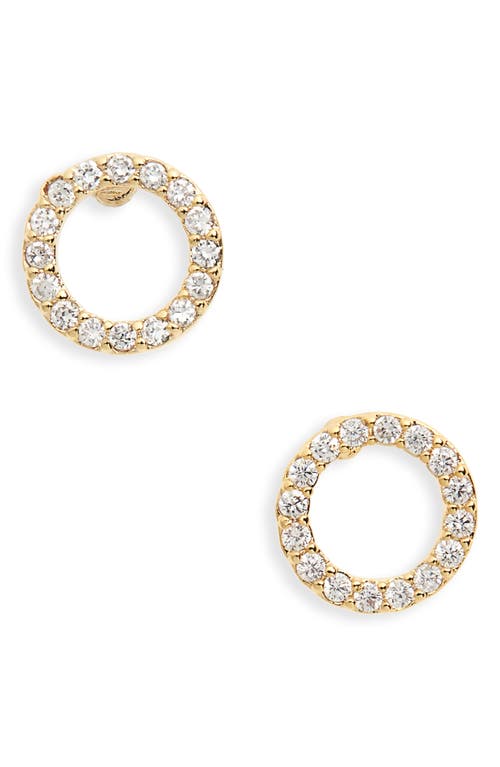 Pavé Crescent Moon Stud Earrings in Gold