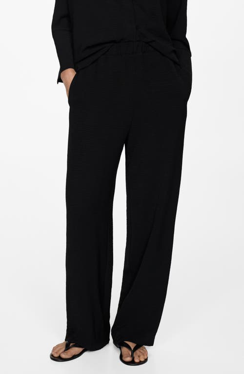 Mango Pleated Wide Leg Pants In Black