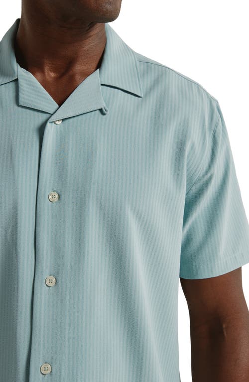 7 Diamonds Vance Textured Stretch Camp Shirt In Seafoam