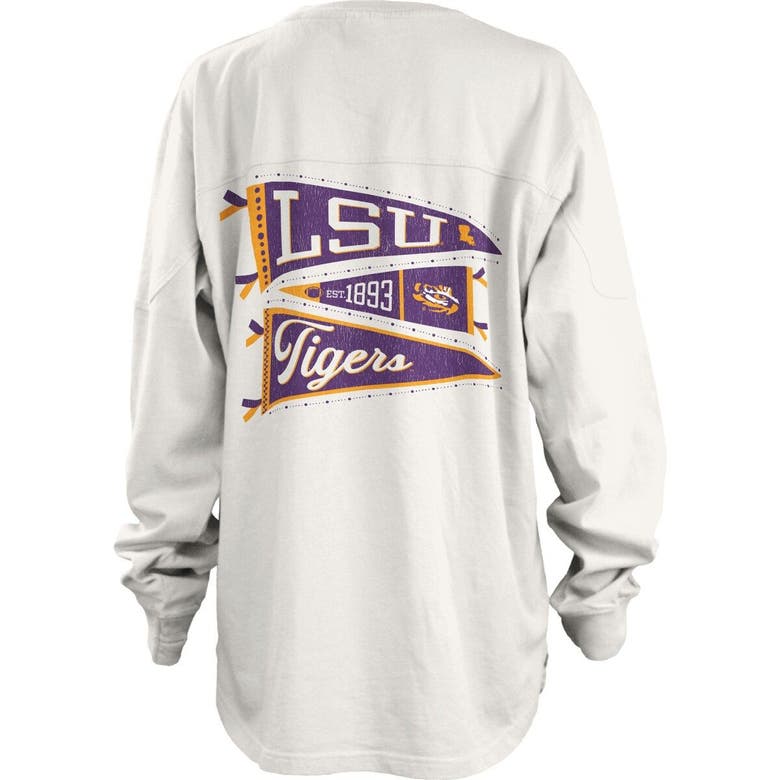 Shop Pressbox White Lsu Tigers Pennant Stack Oversized Long Sleeve T-shirt