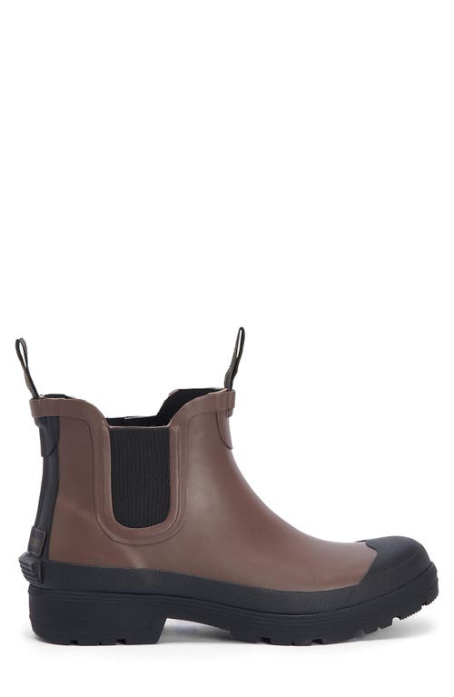 Shop Barbour Storm Waterproof Chelsea Rain Boot In Dark Sand Brown/black