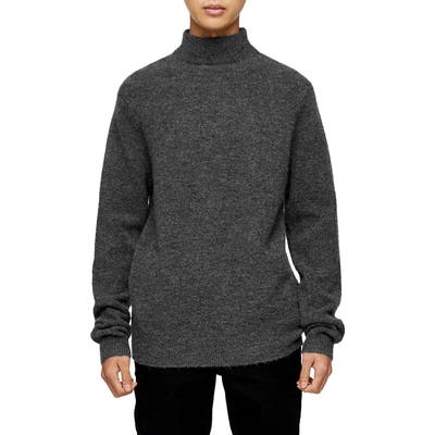 Topman Harlow Ribbed Turtleneck Sweater, Grey