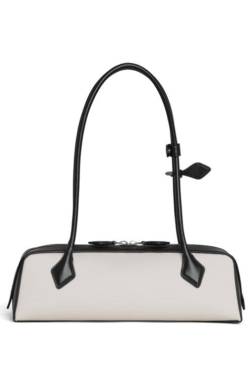 Alaïa Le Teckel Zip Shoulder Bag In Canvas And Leather In Ecru