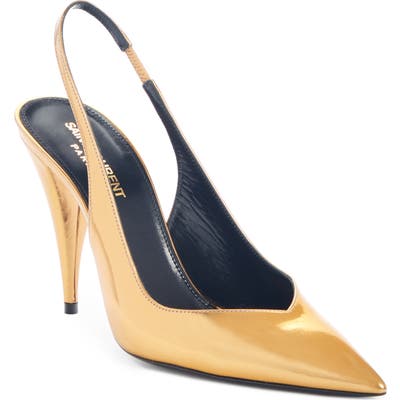 Saint Laurent Kiki Slingback Pump - Metallic