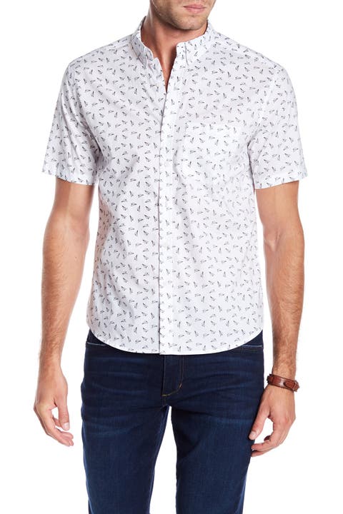 Airplane Print Short Sleeve Regular Fit Shirt