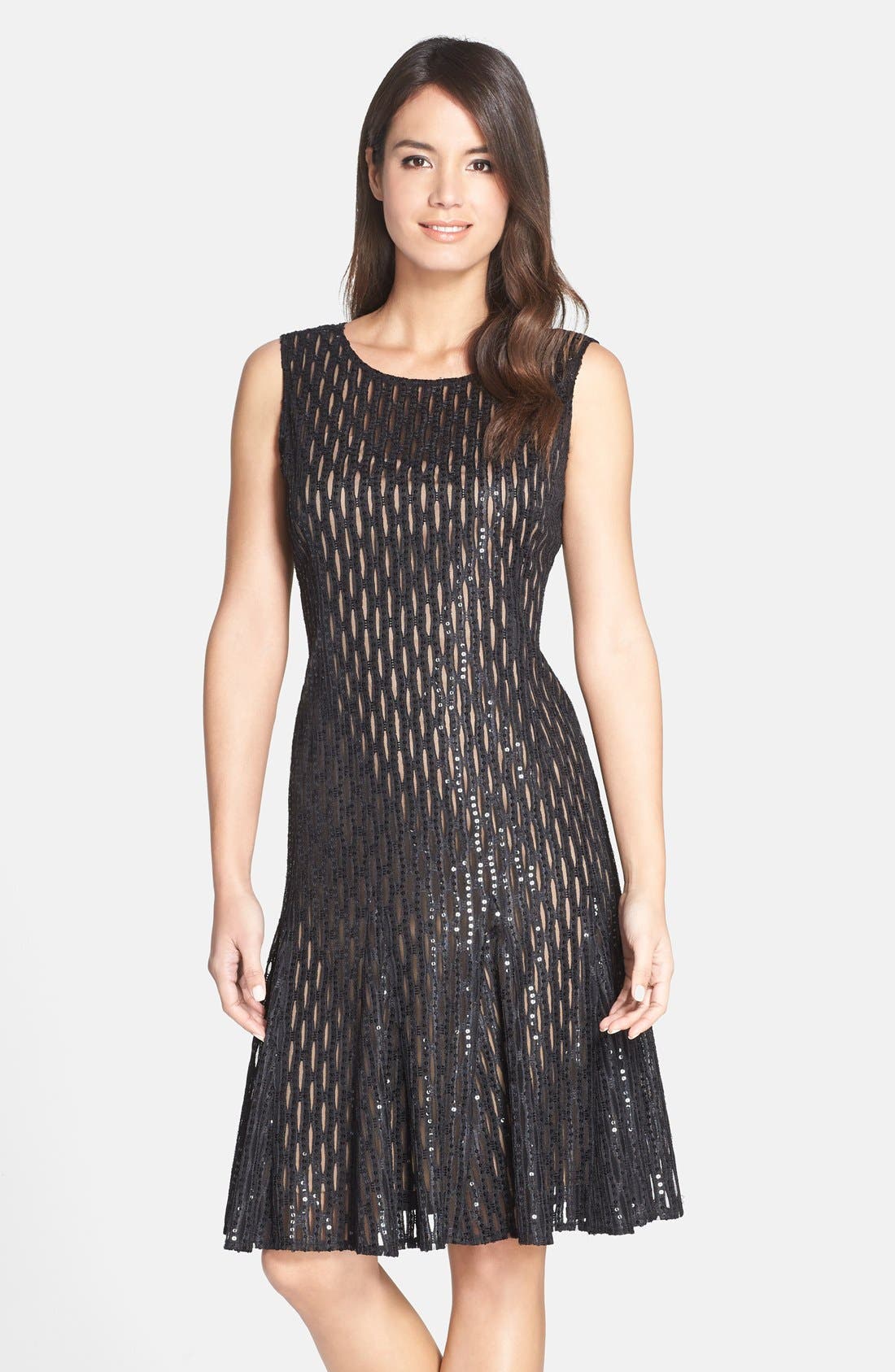 Alex Evenings Sequin Mesh Fit & Flare Dress Nordstrom