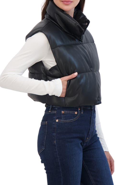 Sebby Crop Faux Leather Vest In Black