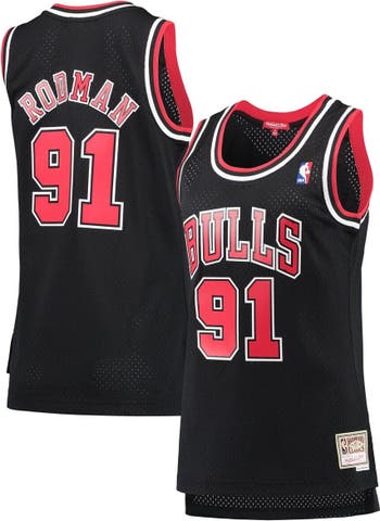 Women's Mitchell & Ness Dennis Rodman Black Chicago Bulls Hardwood Classics Swingman Jersey Size: Large