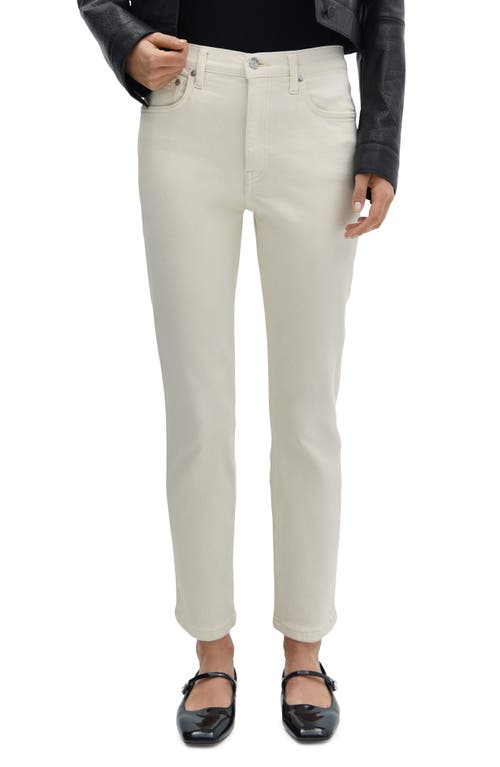 MANGO Slim Fit Crop Jeans Ecru at Nordstrom,