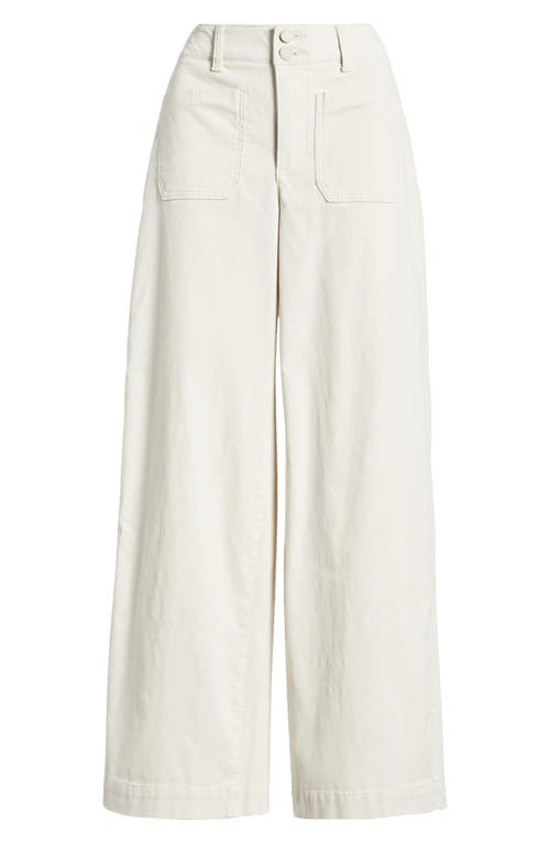 Shop Wit & Wisdom 'ab'solution Patch Pocket High Waist Wide Leg Corduroy Pants In Pale Stone