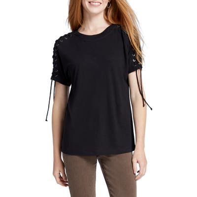 Petite Nic+Zoe Lace-Up Top, Black