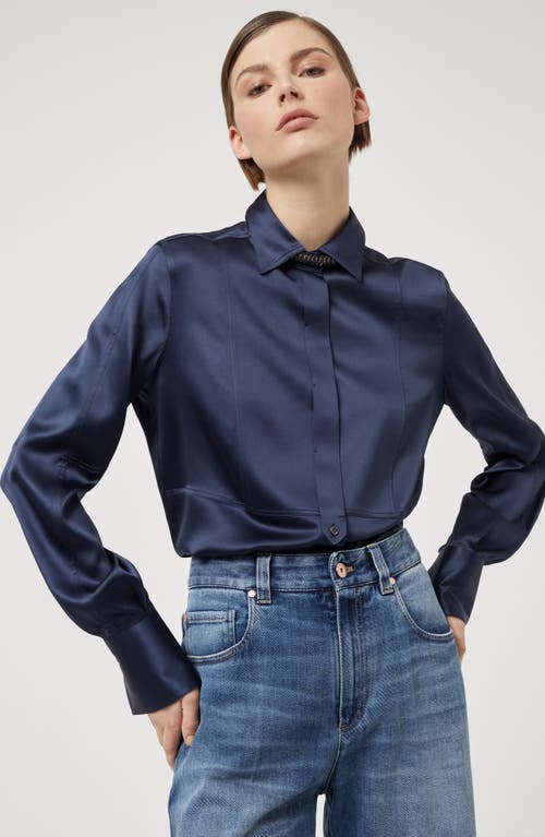 Shop Brunello Cucinelli Satin Shirt In Night