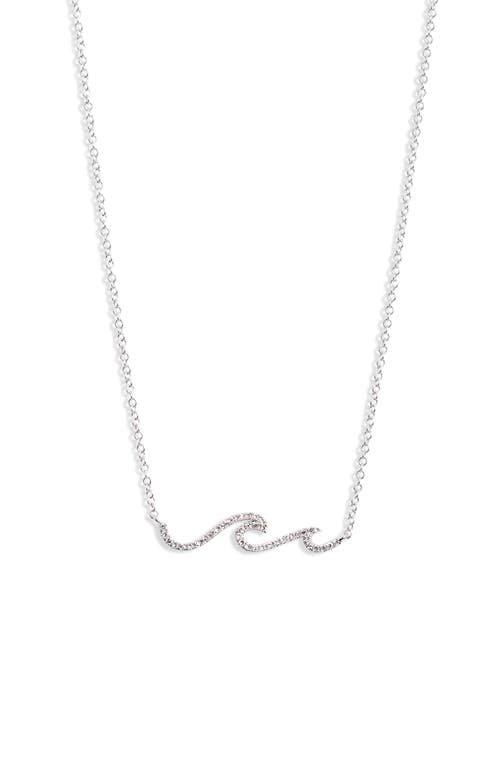 Diamond Mini Wave Bar Necklace in White Gold