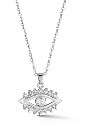 Sphera Milano Cubic Zirconia Evil Eye Pendant Necklace In Silver