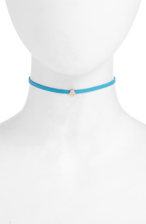 Shop Knotty Charm Choker In Turquoise/rose Gold Chain