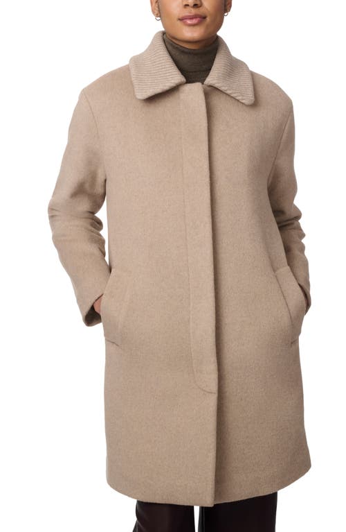 Shop Bernardo Rib Collar Coat In Oatmilk