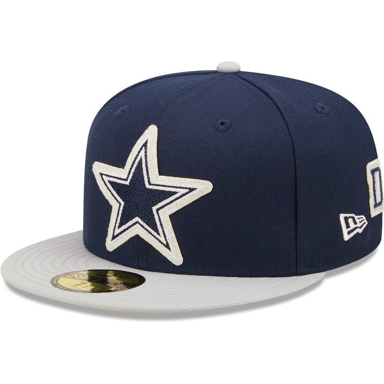 Dallas Cowboys New Era 59FIFTY Navy & White Fitted Flat Bill Hat