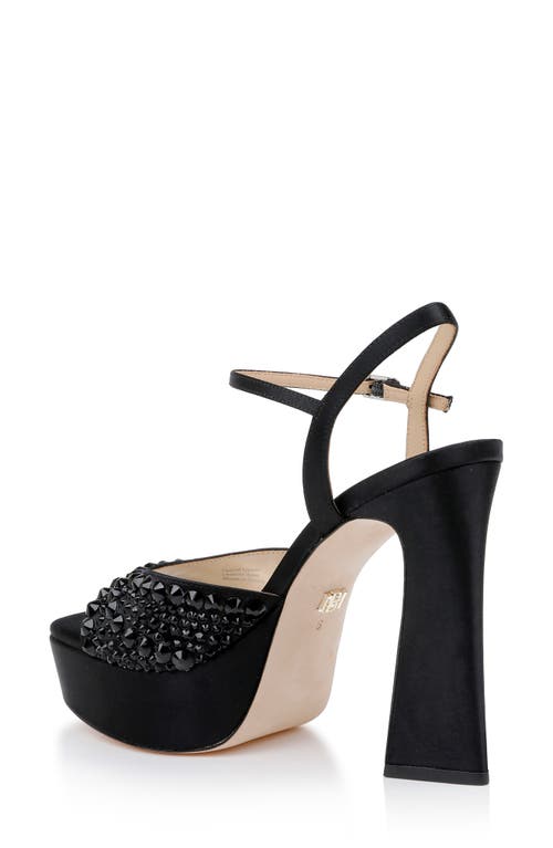 Shop Badgley Mischka Collection Bryleigh Ankle Strap Platform Sandal In Black Satin