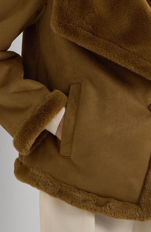 Shop Lauren Ralph Lauren Faux Shearling Jacket In Camel