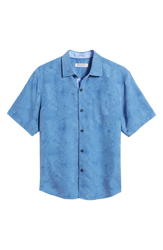 Shop Tommy Bahama Coconut Point Keep It Frondly Islandzone® Short Sleeve Performance Button-up Shirt In Bright Cobalt