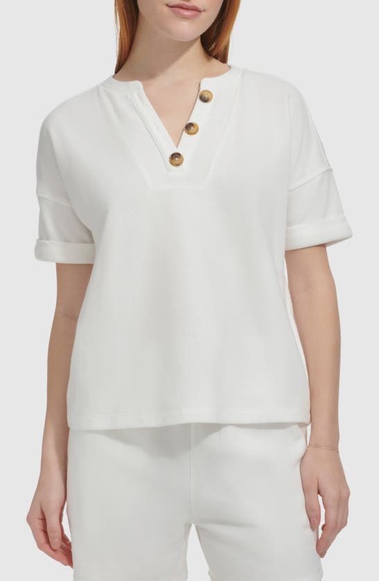 Shop Andrew Marc Sport Short Sleeve French Terry Henley In White