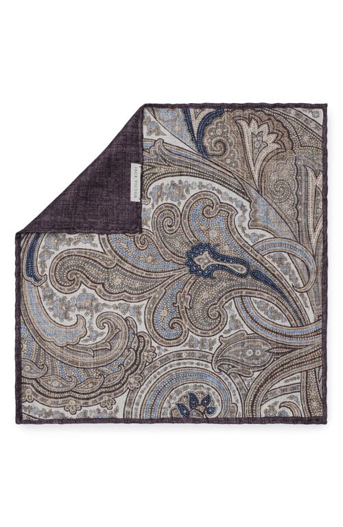 Jack Victor Notre Dame Reversible Silk Pocket Square in Purple 