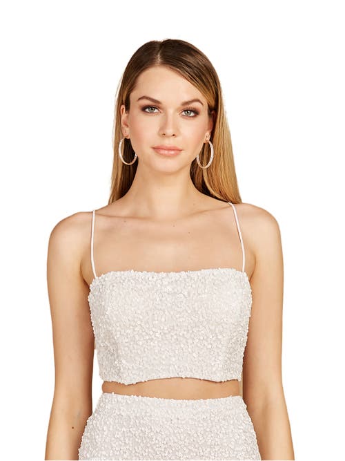 Shop Lara New York Spaghetti Strap Beaded Top In Ivory