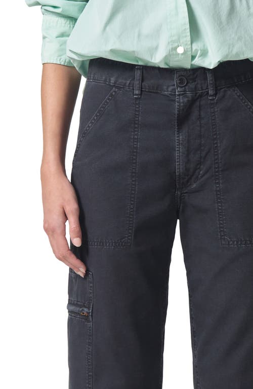 Shop Citizens Of Humanity Marcelle Low Rise Barrel Cargo Pants In Washed Black (washed Blk)