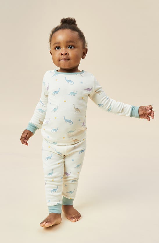 Shop Mori Dino Print Two-piece Fitted Pajamas