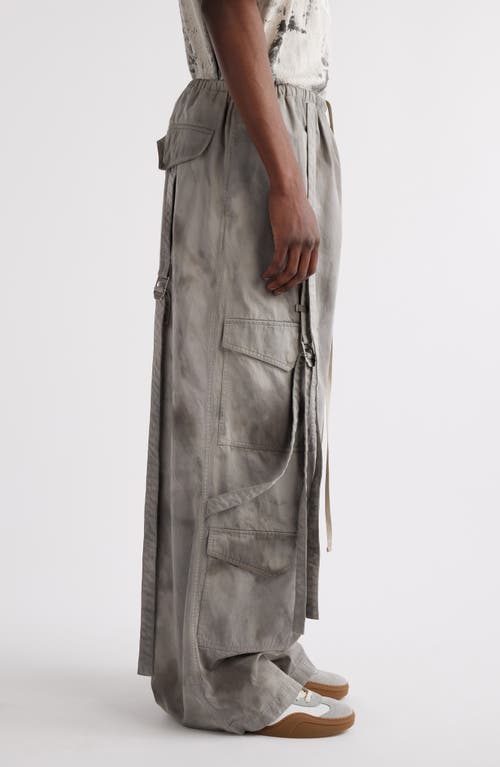 Shop Acne Studios Utility Wide Leg Cotton Cargo Pants In Mid Grey