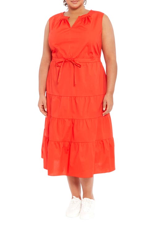 Tiered Stretch Cotton Dress (Plus)