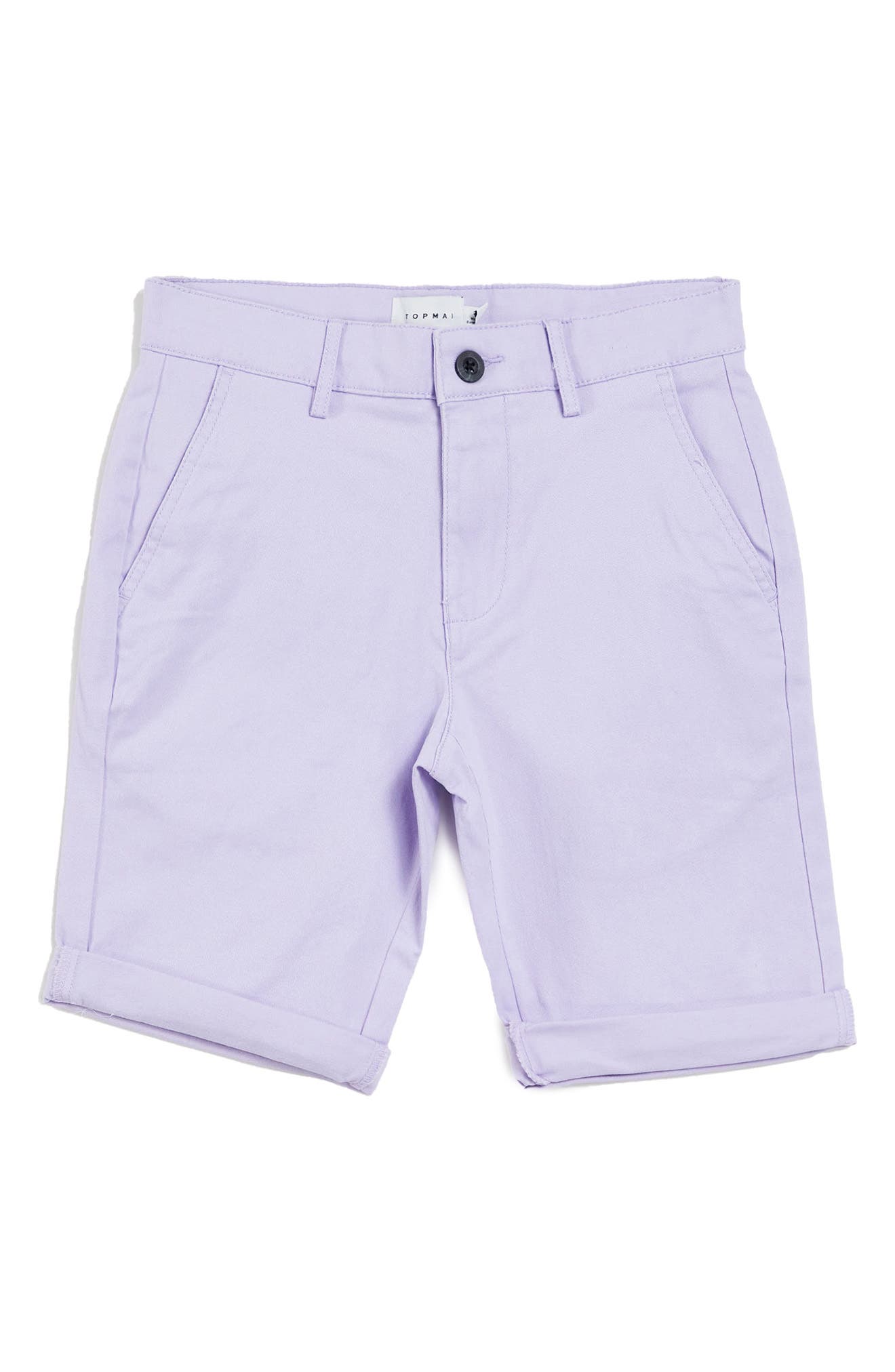 Topman Solid Slim Chino Shorts In Lilac 