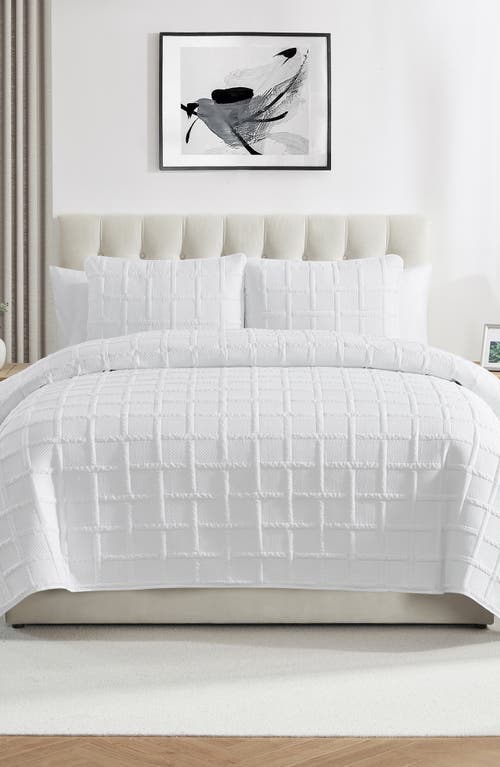 Vcny Home Square Solid 3-piece Quilt Set In White