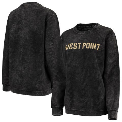 Women's Pressbox Black Northeastern Huskies Comfy Cord Vintage Wash Basic  Arch Pullover Sweatshirt