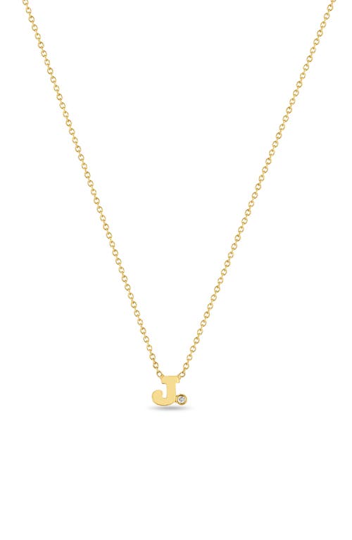 Zoë Chicco Diamond Initial Pendant Necklace in Yellow Gold-J at Nordstrom, Size 16