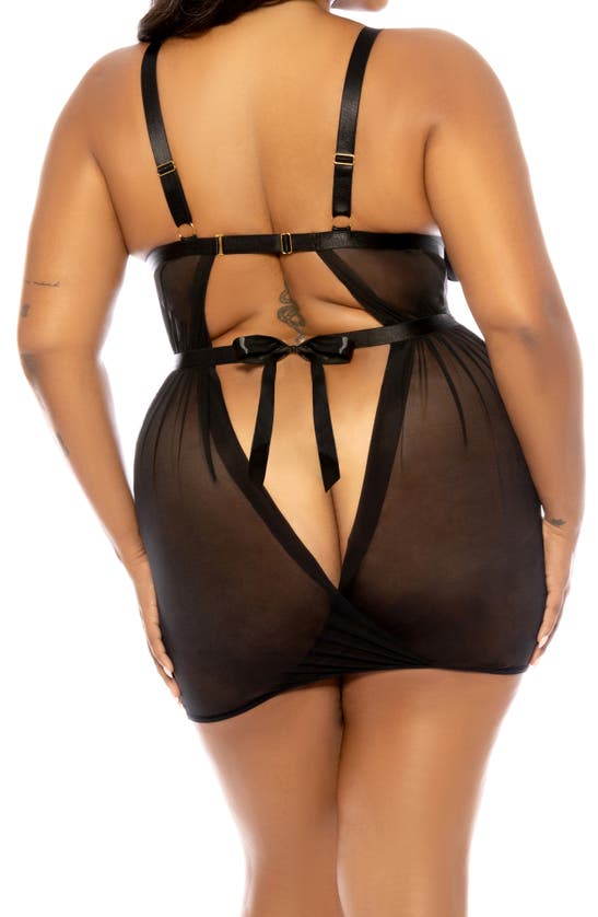 Oh La La Cheri Samantha Cutout Mesh Chemise In Black