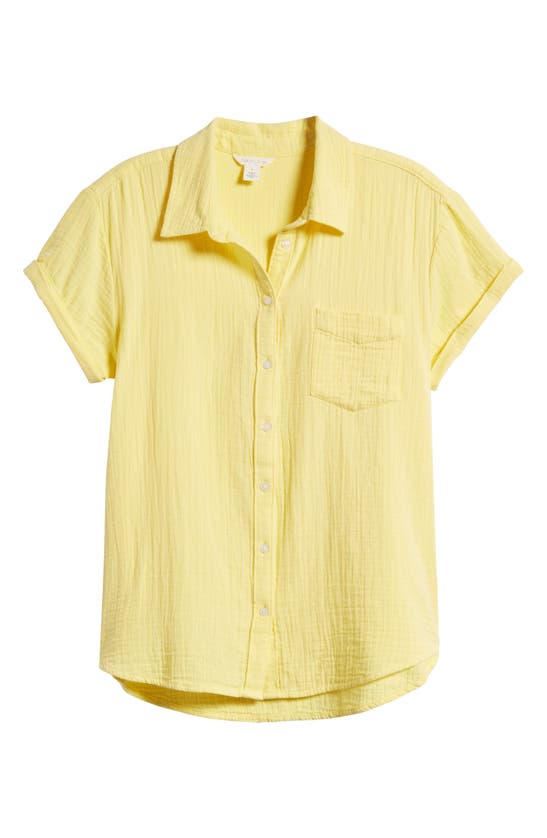 Shop Caslon Cotton Gauze Camp Shirt In Yellow Glow