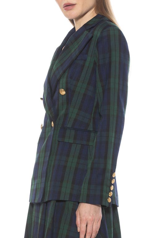 Alexia Admor Women's Farrah Double Breasted Blazer In Green Plaid
