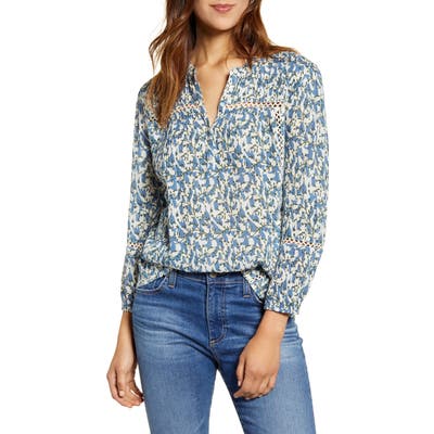 Lucky Brand Inset Lace Popover Top