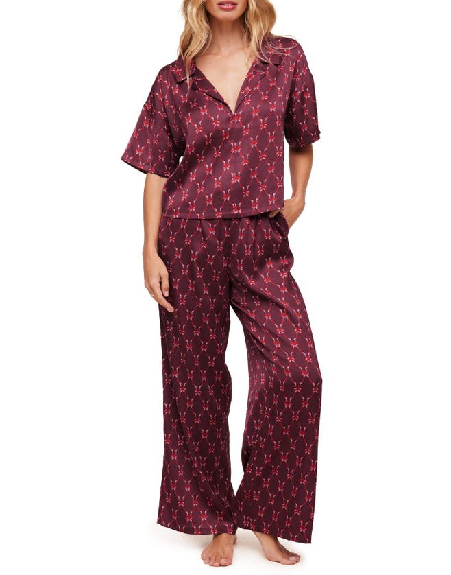 Shop Adore Me Verica Pajama Top & Pants Set In Novelty Red