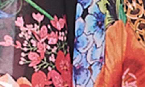 Ranee's Ranees Floral Caftan Duster In Black